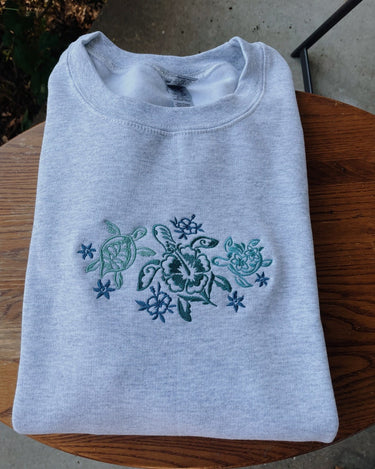 Tropical Turtles Embroidered Sweatshirt